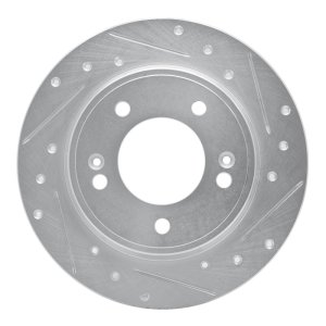 Hyundai Elantra Brake Rotor (1) - Rear Right - R1 Concepts - Drilled & Slotted - Silver - `17-`25